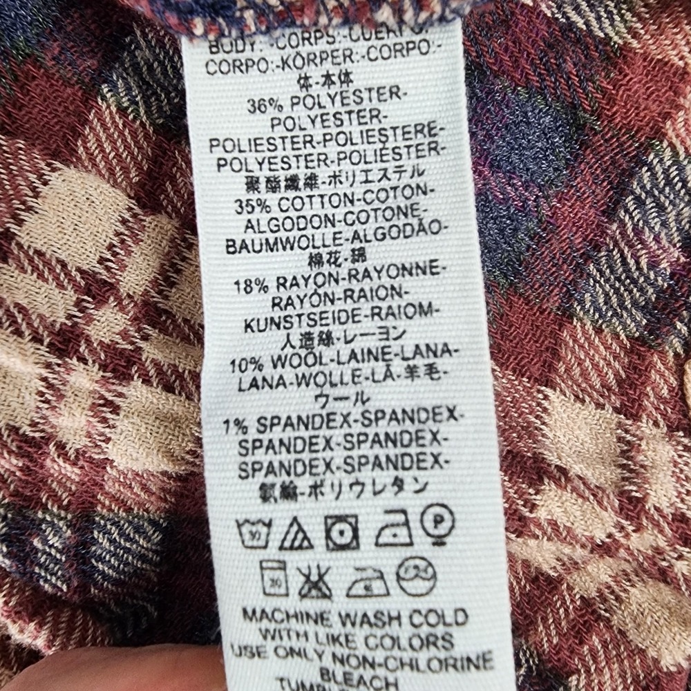 Free People Northern Bound Tunic Top Women's L Plaid Flannel Country Cozy - Picture 5 of 10